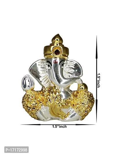 Om ssvmb9 Ganesha/Ganesh/Ganesh ji/Ganpati Idol/Idols/Murti/Statue for Gift, Car Dashborad, Home Deacute;cor Figurine for Main Door,Puja/Pooja, Mandir/Temple (Silver Gold) (4x4x2)-thumb4