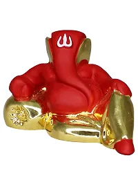 Om ssvmb9 Ganesha/Ganesh/Ganesh ji/Ganpati Idol/Idols/Murti/Statue for Gift, Car Dashborad, Home Deacute;cor Figurine for Main Door,Puja/Pooja, Mandir/Temple (Gold Red) (4x7x3)-thumb2