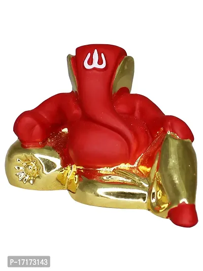 Om ssvmb9 Ganesha/Ganesh/Ganesh ji/Ganpati Idol/Idols/Murti/Statue for Gift, Car Dashborad, Home Deacute;cor Figurine for Main Door,Puja/Pooja, Mandir/Temple (Gold Red) (4x7x3)-thumb3