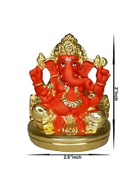 Om ssvmb9 Ganesha/Ganesh/Ganesh ji/Ganpati Idol/Idols/Murti/Statue for Gift, Car Dashborad, Home Deacute;cor Figurine for Main Door,Puja/Pooja, Mandir/Temple (Gold Orange) (7x6x4)-thumb3