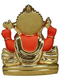 Om ssvmb9 Ganesha/Ganesh/Ganesh ji/Ganpati Idol/Idols/Murti/Statue for Gift, Car Dashborad, Home Deacute;cor Figurine for Main Door,Puja/Pooja, Mandir/Temple (Gold Orange) (7x6x4)-thumb4