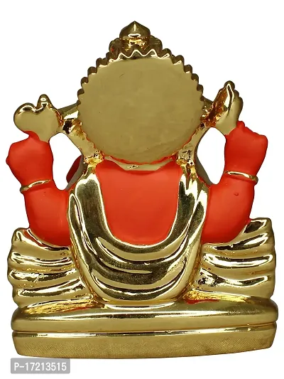 Om ssvmb9 Ganesha/Ganesh/Ganesh ji/Ganpati Idol/Idols/Murti/Statue for Gift, Car Dashborad, Home Deacute;cor Figurine for Main Door,Puja/Pooja, Mandir/Temple (Gold Orange) (7x6x4)-thumb5