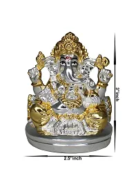 Om ssvmb9 Ganesha/Ganesh/Ganesh ji/Ganpati Idol/Idols/Murti/Statue for Gift, Car Dashborad, Home Deacute;cor Figurine for Main Door,Puja/Pooja, Mandir/Temple (Silver Gold) (7x6x4)-thumb3