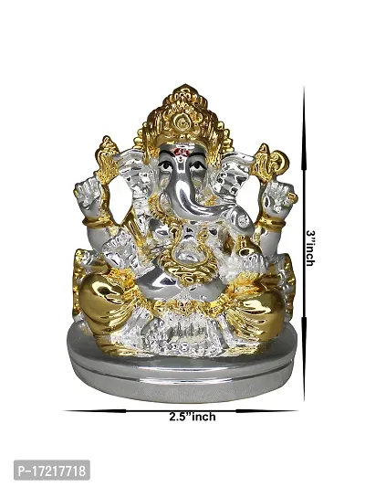 Om ssvmb9 Ganesha/Ganesh/Ganesh ji/Ganpati Idol/Idols/Murti/Statue for Gift, Car Dashborad, Home Deacute;cor Figurine for Main Door,Puja/Pooja, Mandir/Temple (Silver Gold) (7x6x4)-thumb4