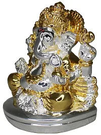 Om ssvmb9 Ganesha/Ganesh/Ganesh ji/Ganpati Idol/Idols/Murti/Statue for Gift, Car Dashborad, Home Deacute;cor Figurine for Main Door,Puja/Pooja, Mandir/Temple (Silver Gold) (7x6x4)-thumb4