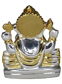 Om ssvmb9 Ganesha/Ganesh/Ganesh ji/Ganpati Idol/Idols/Murti/Statue for Gift, Car Dashborad, Home Deacute;cor Figurine for Main Door,Puja/Pooja, Mandir/Temple (Silver Gold) (7x6x4)-thumb2