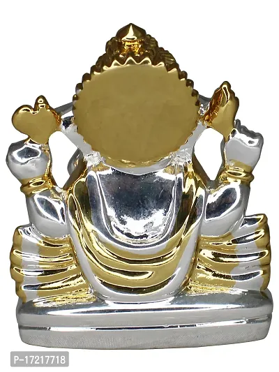 Om ssvmb9 Ganesha/Ganesh/Ganesh ji/Ganpati Idol/Idols/Murti/Statue for Gift, Car Dashborad, Home Deacute;cor Figurine for Main Door,Puja/Pooja, Mandir/Temple (Silver Gold) (7x6x4)-thumb3