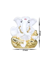 Om ssvmb9 Ganesha/Ganesh/Ganesh ji/Ganpati Idol/Idols/Murti/Statue for Gift, Car Dashborad, Home Deacute;cor Figurine for Main Door,Puja/Pooja, Mandir/Temple (Gold White Plated) (5x5x2)-thumb3