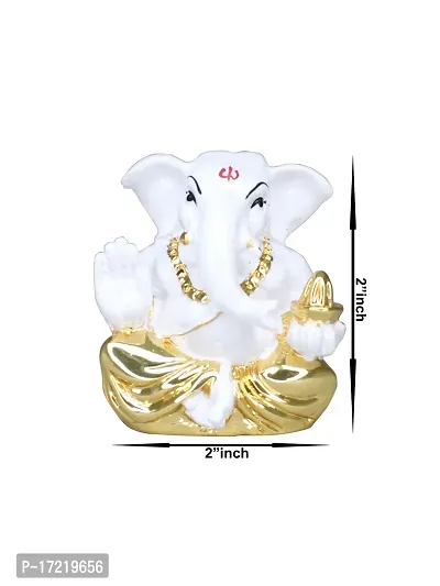 Om ssvmb9 Ganesha/Ganesh/Ganesh ji/Ganpati Idol/Idols/Murti/Statue for Gift, Car Dashborad, Home Deacute;cor Figurine for Main Door,Puja/Pooja, Mandir/Temple (Gold White Plated) (5x5x2)-thumb4