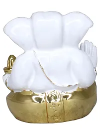 Om ssvmb9 Ganesha/Ganesh/Ganesh ji/Ganpati Idol/Idols/Murti/Statue for Gift, Car Dashborad, Home Deacute;cor Figurine for Main Door,Puja/Pooja, Mandir/Temple (Gold White Plated) (5x5x2)-thumb4