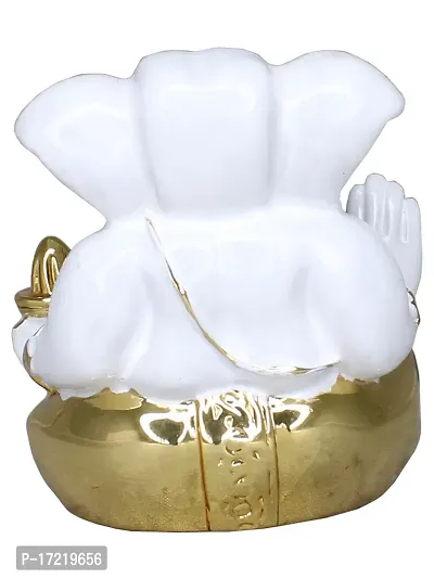 Om ssvmb9 Ganesha/Ganesh/Ganesh ji/Ganpati Idol/Idols/Murti/Statue for Gift, Car Dashborad, Home Deacute;cor Figurine for Main Door,Puja/Pooja, Mandir/Temple (Gold White Plated) (5x5x2)-thumb5