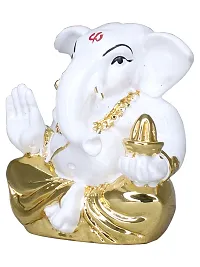 Om ssvmb9 Ganesha/Ganesh/Ganesh ji/Ganpati Idol/Idols/Murti/Statue for Gift, Car Dashborad, Home Deacute;cor Figurine for Main Door,Puja/Pooja, Mandir/Temple (Gold White Plated) (5x5x2)-thumb2