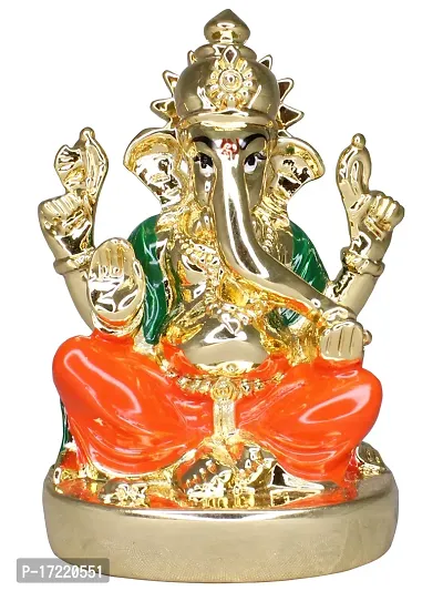 Om ssvmb9 Ganesha/Ganesh/Ganesh ji/Ganpati Idol/Idols/Murti/Statue for Gift, Car Dashborad, Home Deacute;cor Figurine for Main Door,Puja/Pooja, Mandir/Temple (Gold Plated) (7x5x3)