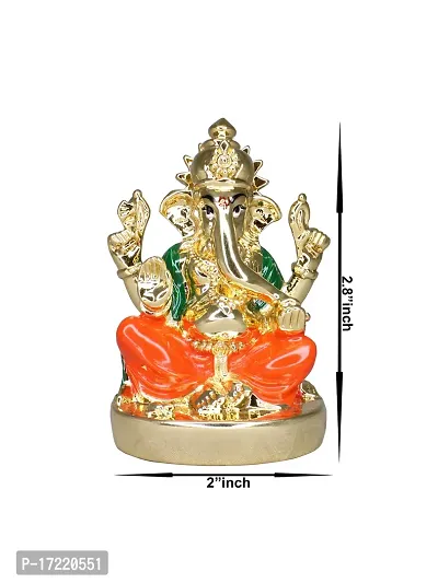 Om ssvmb9 Ganesha/Ganesh/Ganesh ji/Ganpati Idol/Idols/Murti/Statue for Gift, Car Dashborad, Home Deacute;cor Figurine for Main Door,Puja/Pooja, Mandir/Temple (Gold Plated) (7x5x3)-thumb4