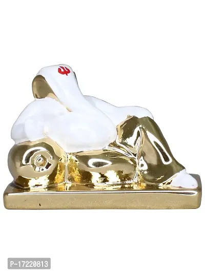 Om ssvmb9 Ganesha/Ganesh/Ganesh ji/Ganpati Idol/Idols/Murti/Statue for Gift, Car, Home Deacute;cor Figurine for Main Door,Puja/Pooja, Mandir/Temple (Gold Plated) (4x6x3)