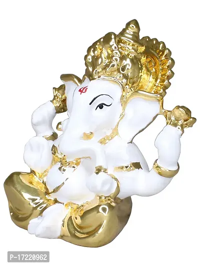 Om ssvmb9 Ganesha/Ganesh/Ganesh ji/Ganpati Idol/Idols/Murti/Statue for Gift, Car Dashborad, Home Deacute;cor Figurine for Main Door,Puja/Pooja, Mandir/Temple (Gold Plated)-thumb2