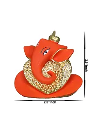 Om ssvmb9 Ganesha/Ganesh/Ganesh ji/Ganpati Idol/Idols/Murti/Statue for Gift, Car Dashborad, Home Deacute;cor Figurine for Main Door,Puja/Pooja, Mandir/Temple (Gold Plated Ornge) (6x6x4)-thumb3