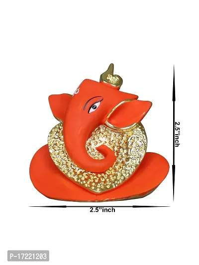 Om ssvmb9 Ganesha/Ganesh/Ganesh ji/Ganpati Idol/Idols/Murti/Statue for Gift, Car Dashborad, Home Deacute;cor Figurine for Main Door,Puja/Pooja, Mandir/Temple (Gold Plated Ornge) (6x6x4)-thumb4