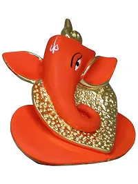 Om ssvmb9 Ganesha/Ganesh/Ganesh ji/Ganpati Idol/Idols/Murti/Statue for Gift, Car Dashborad, Home Deacute;cor Figurine for Main Door,Puja/Pooja, Mandir/Temple (Gold Plated Ornge) (6x6x4)-thumb2