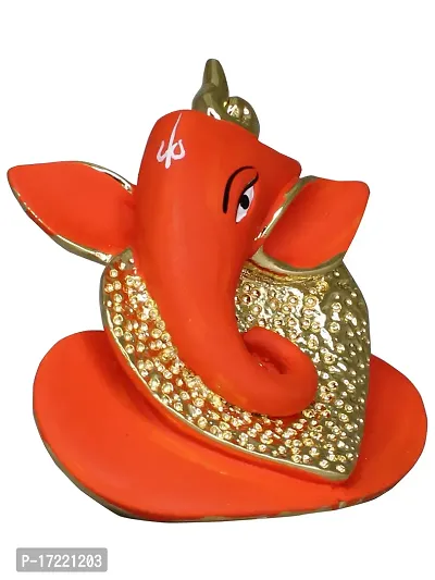 Om ssvmb9 Ganesha/Ganesh/Ganesh ji/Ganpati Idol/Idols/Murti/Statue for Gift, Car Dashborad, Home Deacute;cor Figurine for Main Door,Puja/Pooja, Mandir/Temple (Gold Plated Ornge) (6x6x4)-thumb3