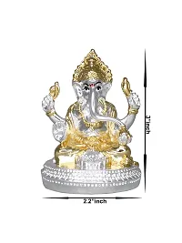 Om ssvmb9 Ganesha/Ganesh/Ganesh ji/Ganpati Idol/Idols/Murti/Statue for Gift, Car Dashborad, Home Deacute;cor Figurine for Main Door,Puja/Pooja, Mandir/Temple (Gold Silver Plated) (8x5x4)-thumb3