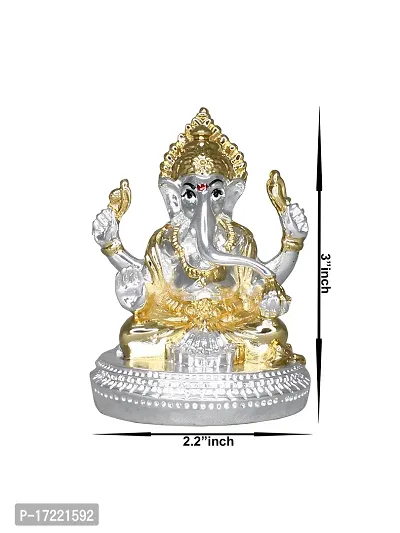 Om ssvmb9 Ganesha/Ganesh/Ganesh ji/Ganpati Idol/Idols/Murti/Statue for Gift, Car Dashborad, Home Deacute;cor Figurine for Main Door,Puja/Pooja, Mandir/Temple (Gold Silver Plated) (8x5x4)-thumb4