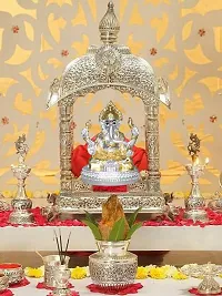 Om ssvmb9 Ganesha/Ganesh/Ganesh ji/Ganpati Idol/Idols/Murti/Statue for Gift, Car Dashborad, Home Deacute;cor Figurine for Main Door,Puja/Pooja, Mandir/Temple (Gold Silver Plated) (8x5x4)-thumb1