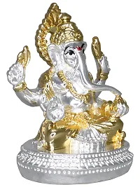 Om ssvmb9 Ganesha/Ganesh/Ganesh ji/Ganpati Idol/Idols/Murti/Statue for Gift, Car Dashborad, Home Deacute;cor Figurine for Main Door,Puja/Pooja, Mandir/Temple (Gold Silver Plated) (8x5x4)-thumb2