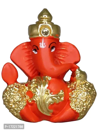 Om ssvmb9 Ganesha/Ganesh/Ganesh ji/Ganpati Idol/Idols/Murti/Statue for Gift, Car Dashborad, Home Deacute;cor Figurine for Main Door,Puja/Pooja, Mandir/Temple (Gold Plated) (4x4x2)