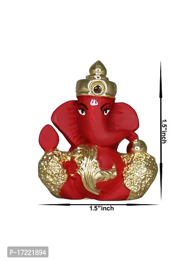 Om ssvmb9 Ganesha/Ganesh/Ganesh ji/Ganpati Idol/Idols/Murti/Statue for Gift, Car Dashborad, Home Deacute;cor Figurine for Main Door,Puja/Pooja, Mandir/Temple (Gold) (4x4x2)-thumb2