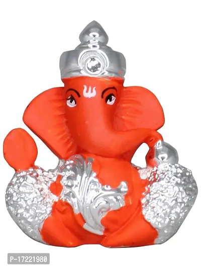 Om ssvmb9 Ganesha/Ganesh/Ganesh ji/Ganpati Idol/Idols/Murti/Statue for Gift, Car Dashborad, Home Deacute;cor Figurine for Main Door,Puja/Pooja, Mandir/Temple (Silver Plated) (4x4x2)