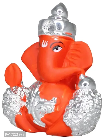 Om ssvmb9 Ganesha/Ganesh/Ganesh ji/Ganpati Idol/Idols/Murti/Statue for Gift, Car Dashborad, Home Deacute;cor Figurine for Main Door,Puja/Pooja, Mandir/Temple (Silver Plated) (4x4x2)-thumb4