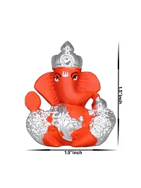 Om ssvmb9 Ganesha/Ganesh/Ganesh ji/Ganpati Idol/Idols/Murti/Statue for Gift, Car Dashborad, Home Deacute;cor Figurine for Main Door,Puja/Pooja, Mandir/Temple (Silver Plated) (4x4x2)-thumb1