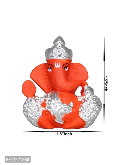 Om ssvmb9 Ganesha/Ganesh/Ganesh ji/Ganpati Idol/Idols/Murti/Statue for Gift, Car Dashborad, Home Deacute;cor Figurine for Main Door,Puja/Pooja, Mandir/Temple (Silver Plated) (4x4x2)-thumb2