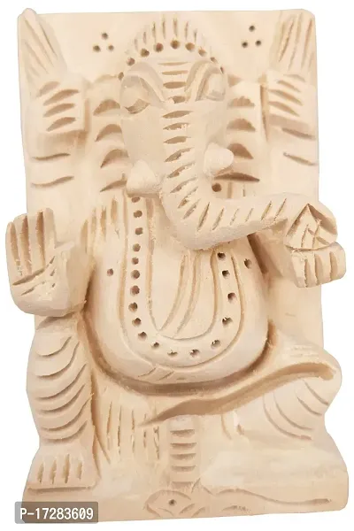 Wooden Lord Ganesh Idol |Ganapati Murti | Ganesha Statue for Home Decor, Tabletop and Car Dashboard. Hindu God of Good Luck  New Beginning 3 Inch-thumb0