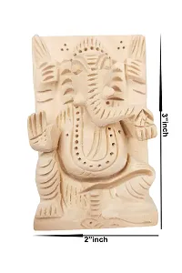 Wooden Lord Ganesh Idol |Ganapati Murti | Ganesha Statue for Home Decor, Tabletop and Car Dashboard. Hindu God of Good Luck  New Beginning 3 Inch-thumb1