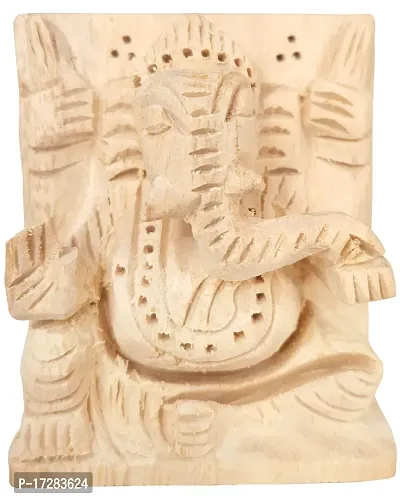 Wooden Carved Ganesh Statue Figurine for Home Decor and Gift | Ganesha Showpiece 2 Inch