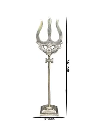 Om ssvmb9 Brass Damru Trishul on Stand Shiva Trishool Showpiece Decoration Items for Durga Pooja Room, Temple Home Decor, Puja House  Office Mandir Height 7.5 Inch-thumb2