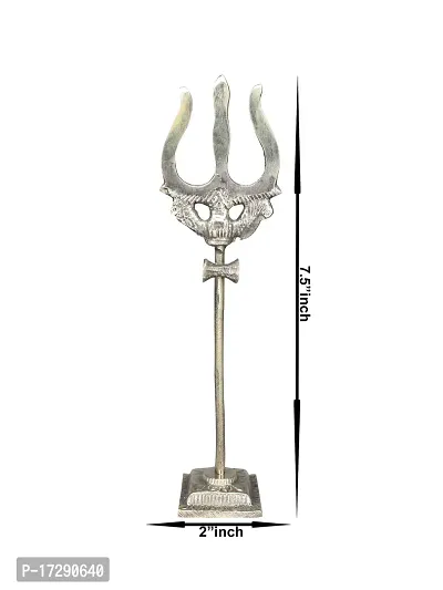 Om ssvmb9 Brass Damru Trishul on Stand Shiva Trishool Showpiece Decoration Items for Durga Pooja Room, Temple Home Decor, Puja House  Office Mandir Height 7.5 Inch-thumb3