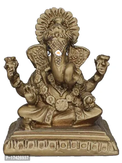 Om ssvmb9 Ganesha/Ganesh/Ganeshji/Ganpati Bappa Idol/Murti/Statue for Car Dashboard Showpiece Figurine Home Deacute;cor Door Entrance (Dark Brown Color) (6x5x5)