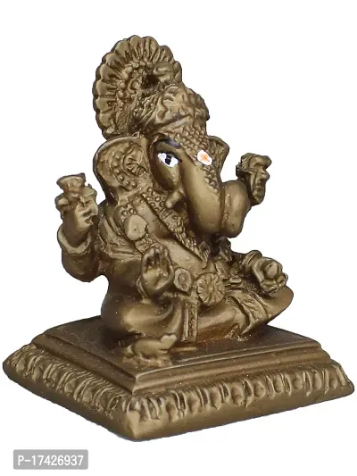 Om ssvmb9 Ganesha/Ganesh/Ganeshji/Ganpati Bappa Idol/Murti/Statue for Car Dashboard Showpiece Figurine Home Deacute;cor Door Entrance (Dark Brown Color) (6x5x5)-thumb3