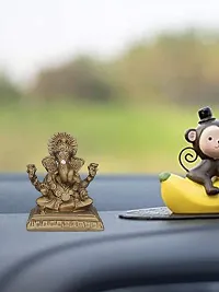 Om ssvmb9 Ganesha/Ganesh/Ganeshji/Ganpati Bappa Idol/Murti/Statue for Car Dashboard Showpiece Figurine Home Deacute;cor Door Entrance (Dark Brown Color) (6x5x5)-thumb3