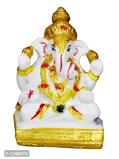 Om ssvmb9 Marble Ganesha/Ganesh/Ganesh ji/Ganpati Idol/Idols/Murti/Statue for Gift, Car Dashborad, Home Decor Figurine for Main Door,Puja/Pooja Room, Mandir(3.5x2x2 Inch)-thumb0