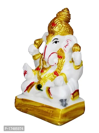 Om ssvmb9 Marble Ganesha/Ganesh/Ganesh ji/Ganpati Idol/Idols/Murti/Statue for Gift, Car Dashborad, Home Decor Figurine for Main Door,Puja/Pooja Room, Mandir(3.5x2x2 Inch)-thumb3