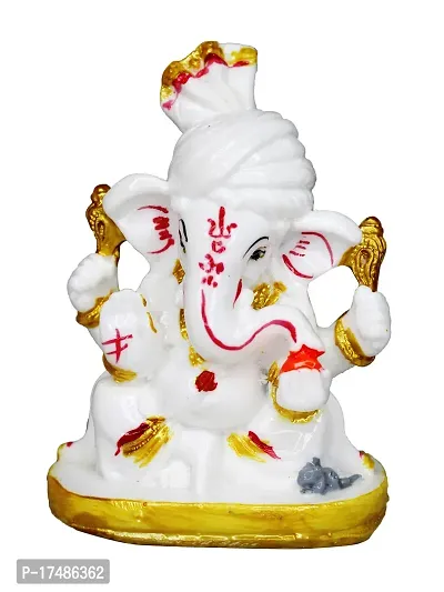 Om ssvmb9 Marble Marble Ganesh Idol for Pooja Room Ganesha Statue for Home Decor Ganpati Idol God of Success and Luck Diwali Gifts Ganesh Ji Murti for Home Puja(3.5x2.5x2 Inch)-thumb0