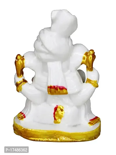 Om ssvmb9 Marble Marble Ganesh Idol for Pooja Room Ganesha Statue for Home Decor Ganpati Idol God of Success and Luck Diwali Gifts Ganesh Ji Murti for Home Puja(3.5x2.5x2 Inch)-thumb2