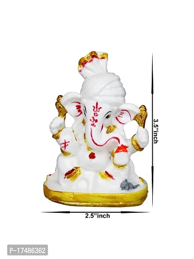 Om ssvmb9 Marble Marble Ganesh Idol for Pooja Room Ganesha Statue for Home Decor Ganpati Idol God of Success and Luck Diwali Gifts Ganesh Ji Murti for Home Puja(3.5x2.5x2 Inch)-thumb3