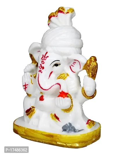 Om ssvmb9 Marble Marble Ganesh Idol for Pooja Room Ganesha Statue for Home Decor Ganpati Idol God of Success and Luck Diwali Gifts Ganesh Ji Murti for Home Puja(3.5x2.5x2 Inch)-thumb5