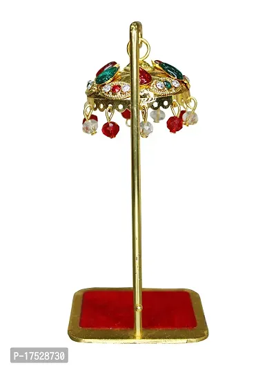 Om ssvmb9 Diamond Studded Metal Umbrella Chatra for God Idol for Car Dash Board Office Table Desk God Aasan for Car Dashboard 11 x 5 x 5-thumb3