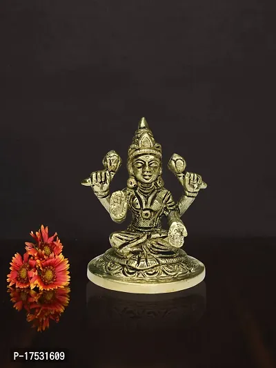 Om ssvmb9 Brass Lakshmi Idol Ashtadhatu Made Shree Laxmi MATA Murti/Statue for Home Temple Diwali Puja/Pooja Maha Laxmi Idols (Size:- Small, L x W x H:- 3 x 2 x 3 Inch)-thumb4